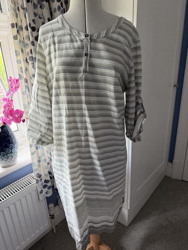 Grey white linen shift - grey/white,