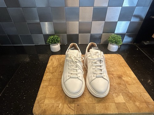 Boss men white leather low - white,