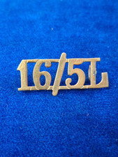 16TH 5TH LANCERS SHOULDER TITLE BADGE IN BRASS ON LUGS GENUINE