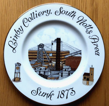 Commemorative Bone China Mining Plate Linby Colliery.  Limited Ed.