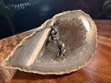 Pewter unicorn in geode rock crystal  