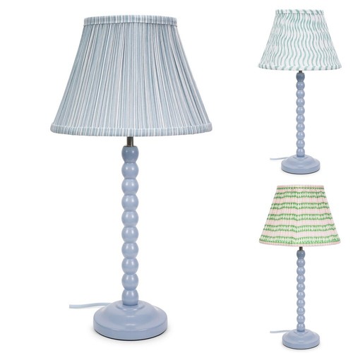 Powder blue bobbin table - blue, lamp
