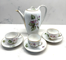 Rosenthal Selb Bavaria Gilded Coffee Pot Flower With 3 Cups & Saucers
