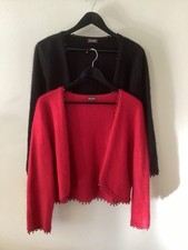 2 x Phase Eight Angora Mix Bolero Shrug Cardigans, 1 Black & 1 Red, UK Size 18,