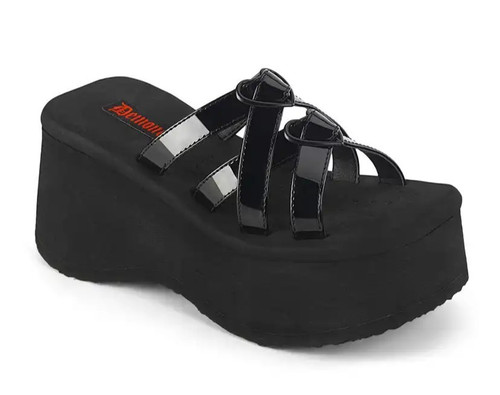 Demonia funn black patent - funn,