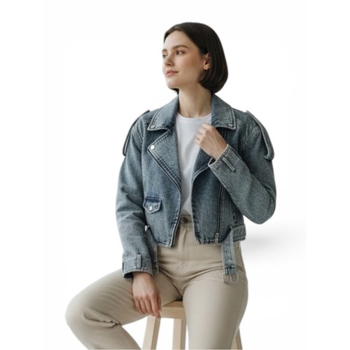 Washed blue cropped denim - blue,