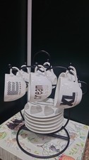 Porcelain Espresso 6 Cup and 6 Saucers  with Metal Rack Espresso Cups