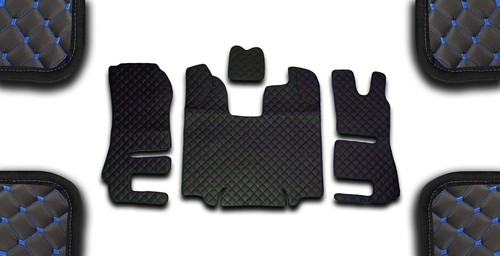 Black eco leather floor - black, mats