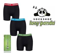 Mens Bamboo Boxer Shorts Underwear, Tagless, Breathable, Soft Lazy Panda- 3 Pack