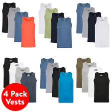 Men's 4 Pack Vests Cotton Ribbed Sleeveless Gym Muscle Tank Tops Summer Training