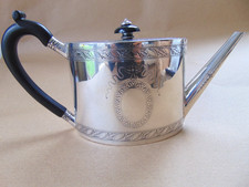 EXCELLENT GEORGIAN STYLE STERLING SILVER TEA POT LONDON 1877,  VICTORIAN