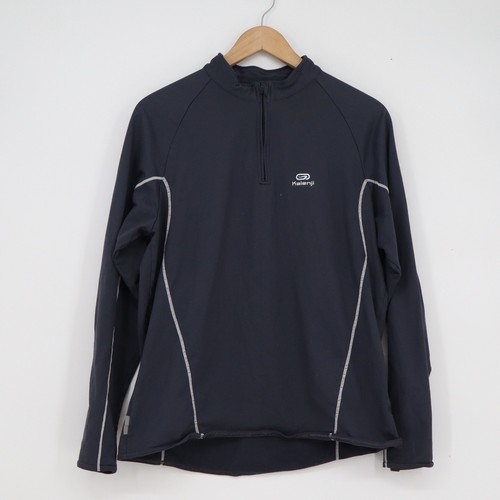 Kalenji mens black quarter - black, zip
