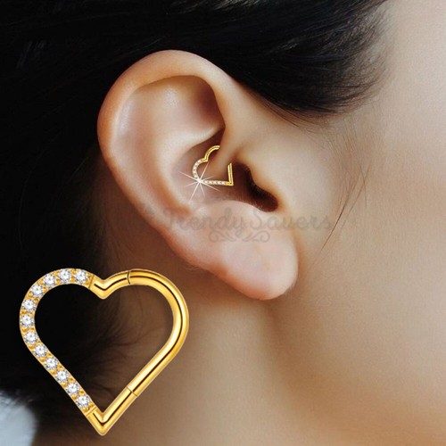 Titanium daith piercing heart - daith,