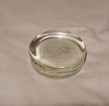 CLEAR GLASS PAPERWEIGHT COCA COLA