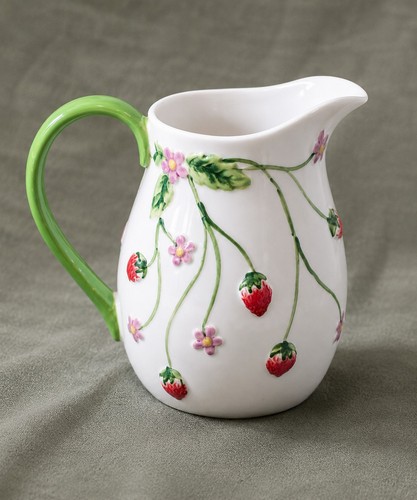 Large strawberry ceramic jug - large,
