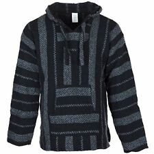 Mexican Baja Hoodies for Men/Women, Jerga Hooded Top - Dark Stripe