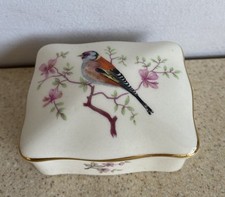 Palissy Goldfinch Floral Bird Royal Worcester Spode Palissy England Trinket Box