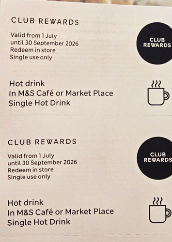 Hot drink voucher for - m&s,