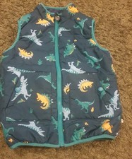 Frugi Dinosaur Leaf Reversible Navy Bodywarmer Age 7-8 Years