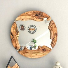 Wood Frame Mirror Wall Decor, Round Wood Mirror, Small-Large Handmade Decorative