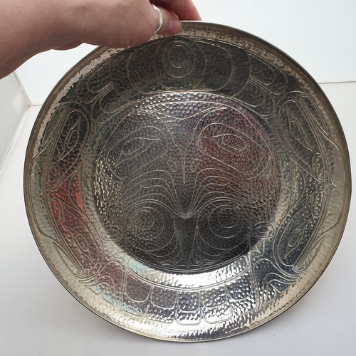 Large silver tone hammered - tone,
