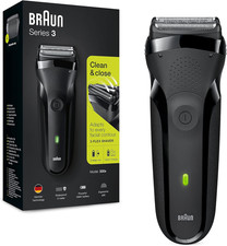 Braun Series 3 Electric Shaver for Men with 3 Flexible Blades, Rechargeable And