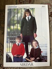 SIRDAR  CREPE DOUBLE KNITTING GIRL'S CARDIGAN  PATTERN No 4007 SIZE 24-36" CHEST