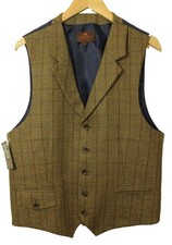 Laksen Large Brown 44" Mens Tweed Sporting Thrie Estaits Shooting Vest Waistcoat