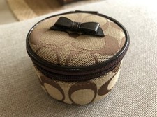 COACH Signature Leather Round Jellery Case Pouch With Mirror, new no tag