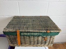 Alfred Button Hamper Co Picnic Basket Wicker Box Green Lining Large Container