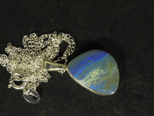Blue opal pendant - , necklace