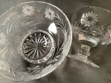 Beautiful Cut Glass Antique champagne Glass Coupe and matching sweety bowl