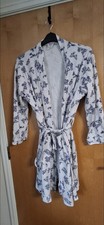 Ladies M&S White Butterfly Print Dressing Gown - Size 12/14