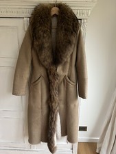SPORTMAX suède Lambs Coat with Raccoon fur collar S12