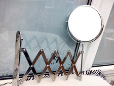 WALL MOUNTED EXTENDABLE BATHROOM DOUBLE SIDED MAGNIFYING MIRROR - SILVER TONE