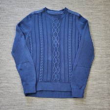 Musto Cable Knit Jumper Mens Large Blue Cotton Chunky Knit