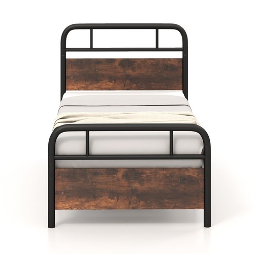 Single iron wood bed - iron,