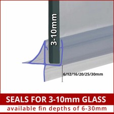Shower Seal Strip | 3 to 10mm Glass | Seals for 6 to 30mm Gap | Bath Screen Door