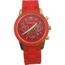 MICHAEL KORS Red Women's Watch Silicone Strap Pre-Loved