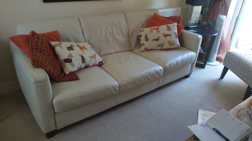 Cream leather seater - cream,