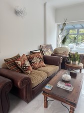 Beautiful John Lewis 4-Piece Sofa Set Mahogany Brown Leather Upholstery