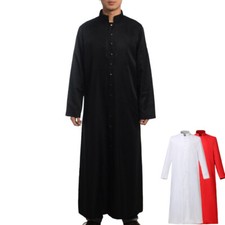 Men's Clergy Cassock Robe Vestments Liturgical  Roman Single Breasted Cassock