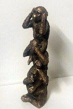 Three Wise Monkeys Bronzed