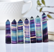 Natural Rainbow Fluorite Quartz Crystal Wand Point Healing Stone 4-5, 5-6, 6-7CM