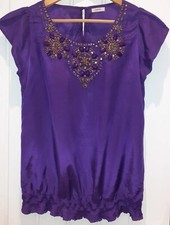 Purple party wear top from BHS with beaded neckline and short sleeves. size 10