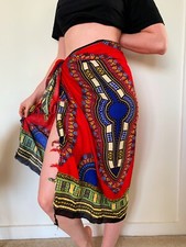 Red Kanga - Red Dashiki Dress - Towel - Blanket - African Design - Summer