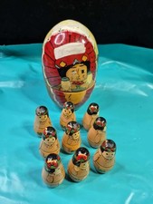 Vintage Native American Toy Doll ‘Matryoshka Nesting Dolls’ Large Chief & 9 Kids