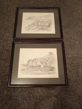 Whitby & Robin Hood Bay Pencil Drawings/Prints Signed by Artist Framed & Mounted