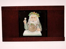 Father Christmas Hand Painted Wooden Magic Lantern Slide