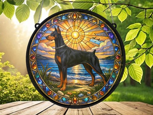 Doberman suncatcher window - doberman,